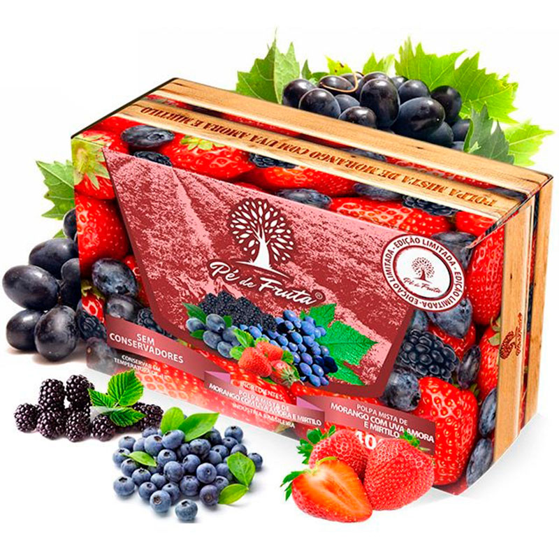 Polpa de frutas vermelhas com uva